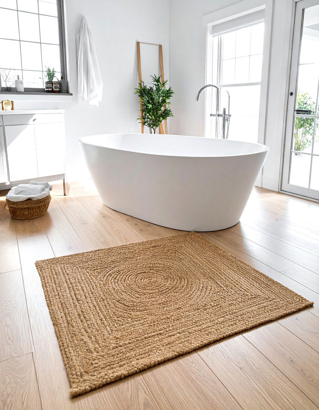Jute bathroom rug - 30 earthy tone bathroom ideas