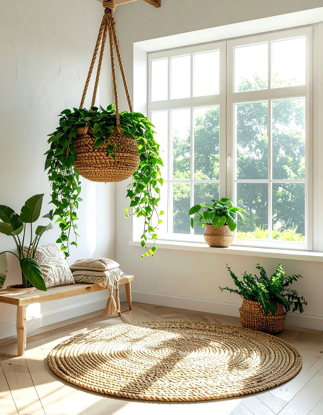 Jute hanging planter - 30 jute decor ideas