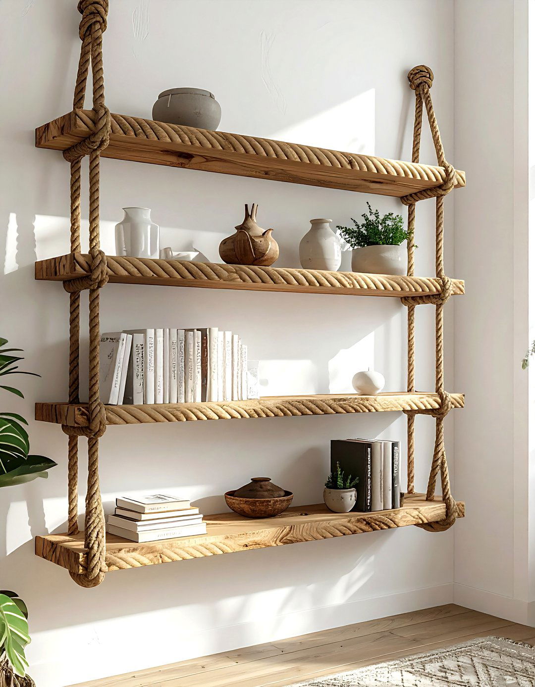 Jute rope shelving - 30 jute decor ideas