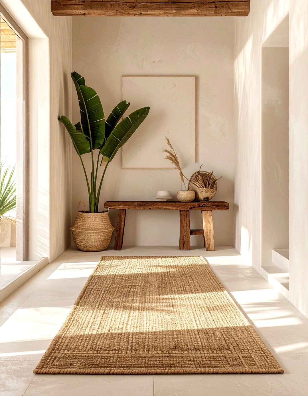 Jute rug decor - 30 desert modern decor ideas