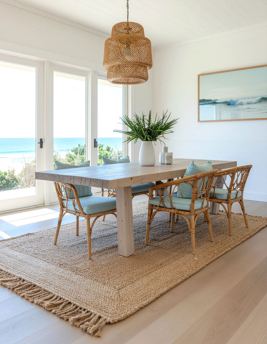 Jute rug for coastal dining room decor - 30 jute rug dining room ideas