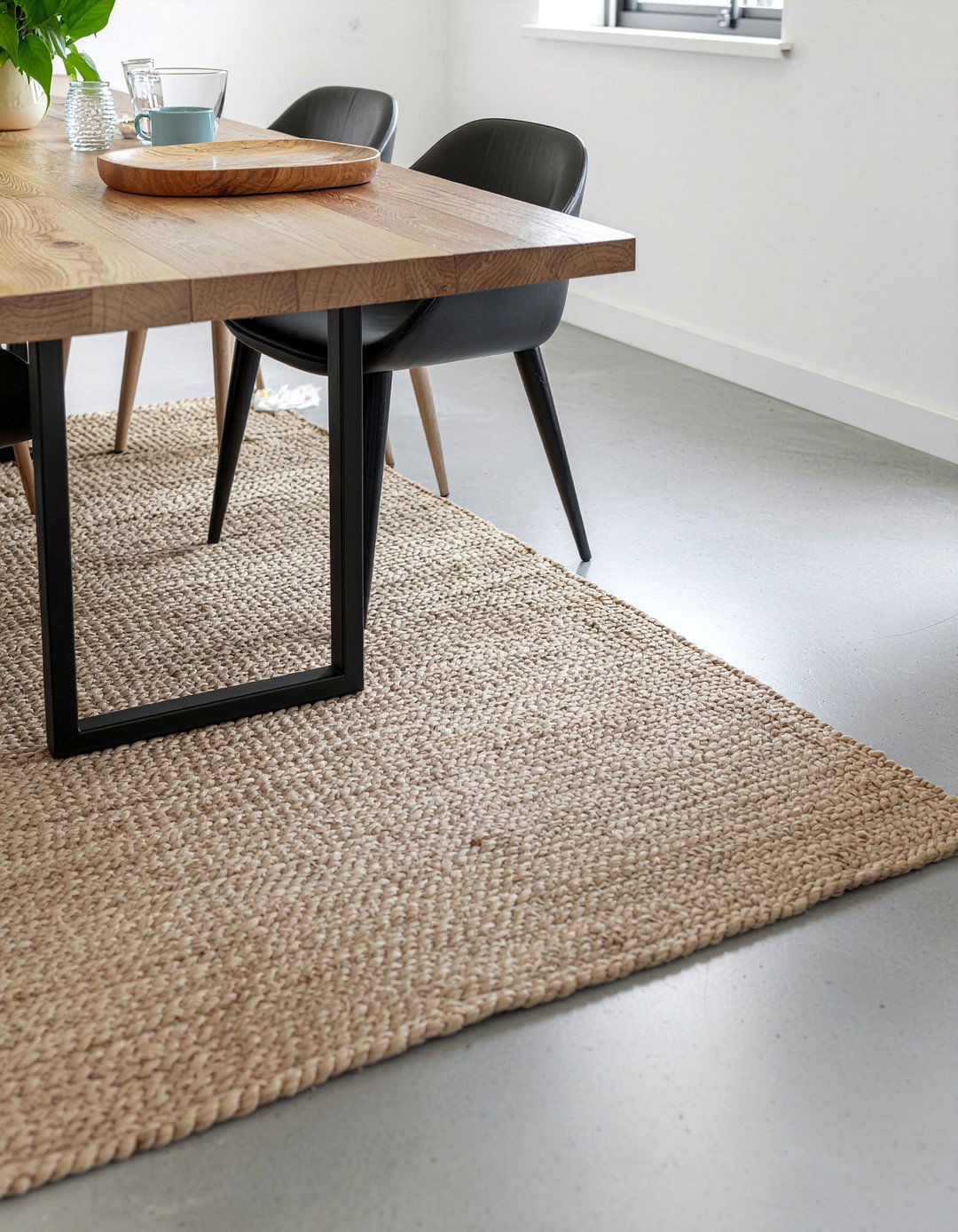 Jute rug for industrial dining room style - 30 jute rug dining room ideas