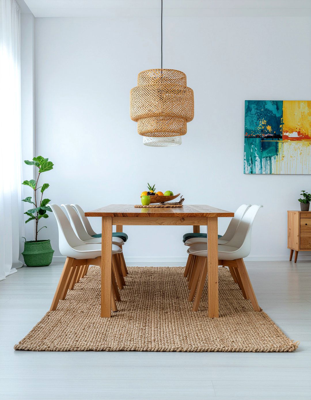 Jute rug with tassels for dining room - 30 jute rug dining room ideas