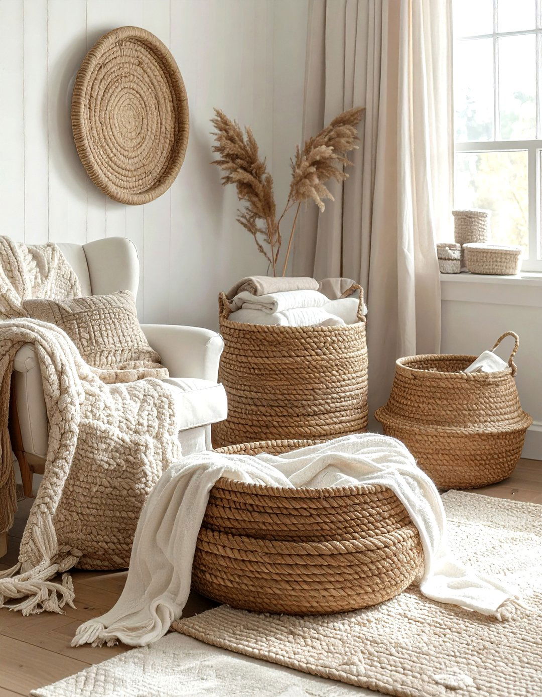 Jute storage basket - 30 jute decor ideas
