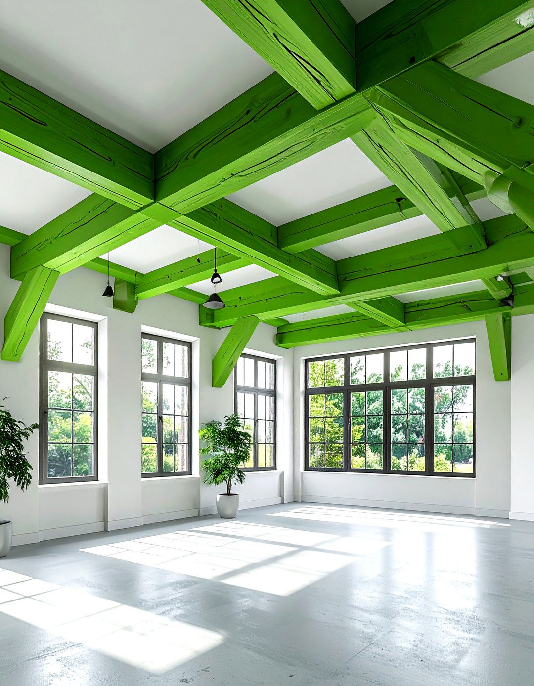 Kelly Green Ceiling Beams - 30 industrial green bedroom ideas
