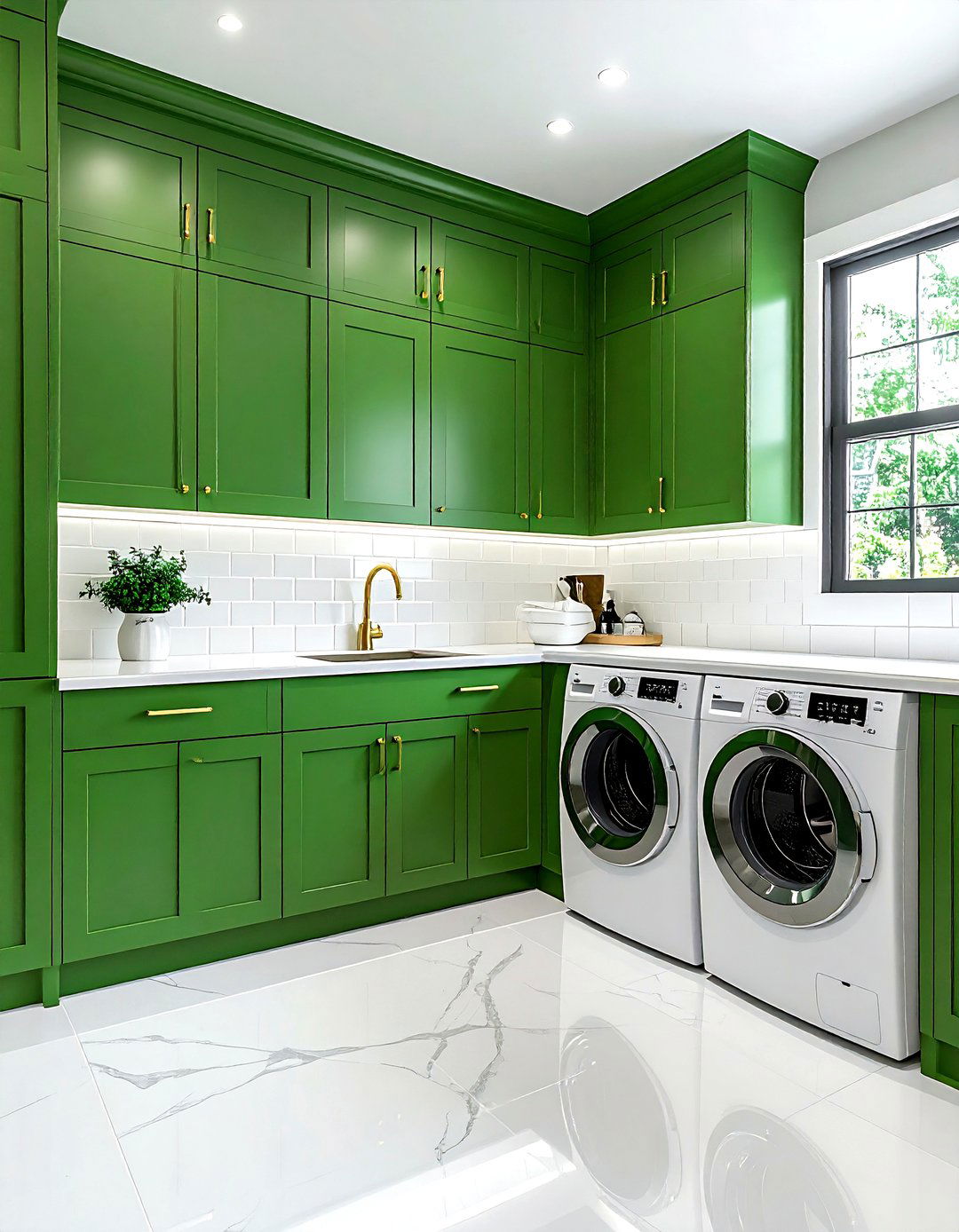 Kelly Green Laundry Room - 30 bold color decor ideas