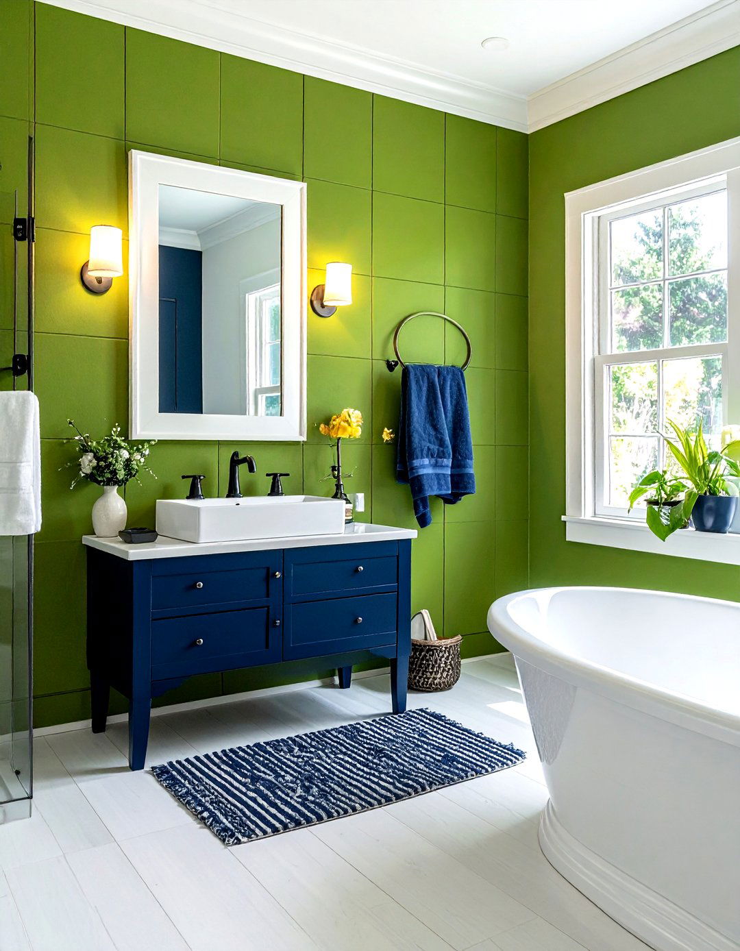 Kelly green bathroom - 30 green and white bathroom ideas