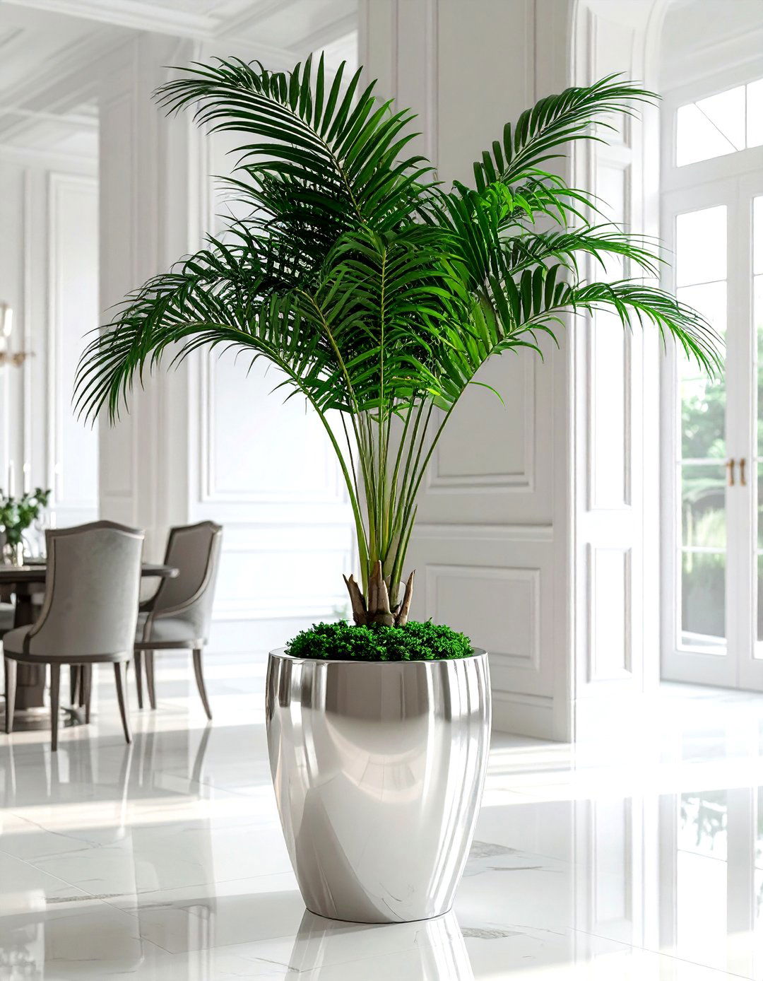 Kentia Palm in Formal Dining Room - 30 dining room indoor plant ideas