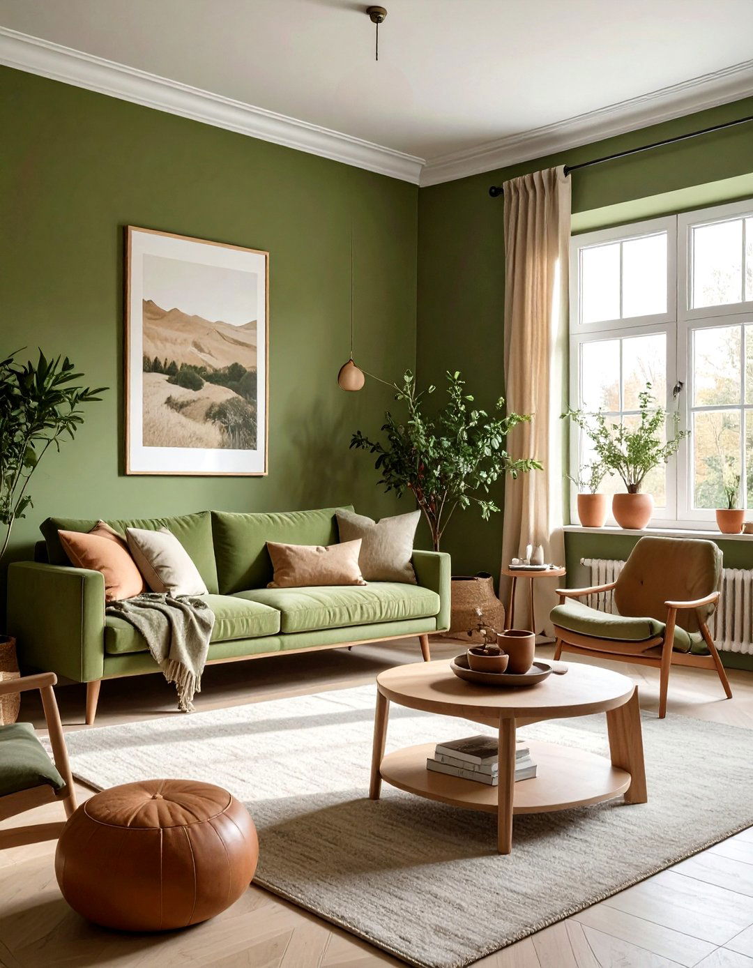 Khaki Green Scandinavian Home - 30 scandinavian green living room ideas