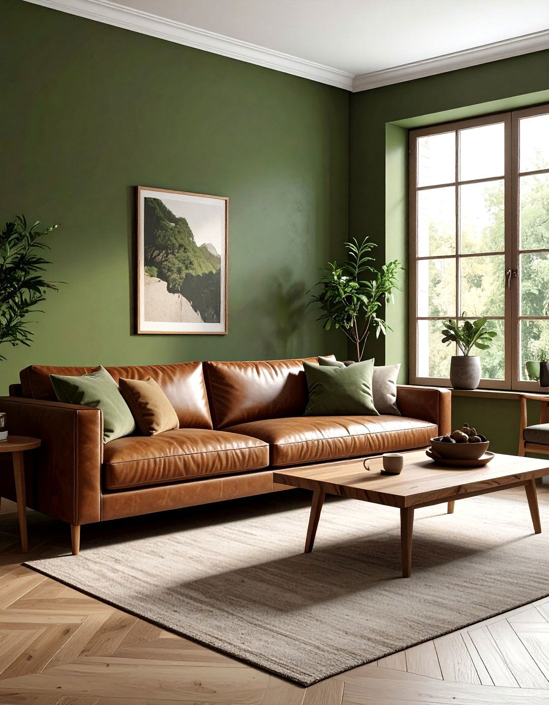 Khaki green interior - 30 minimalist green living room ideas