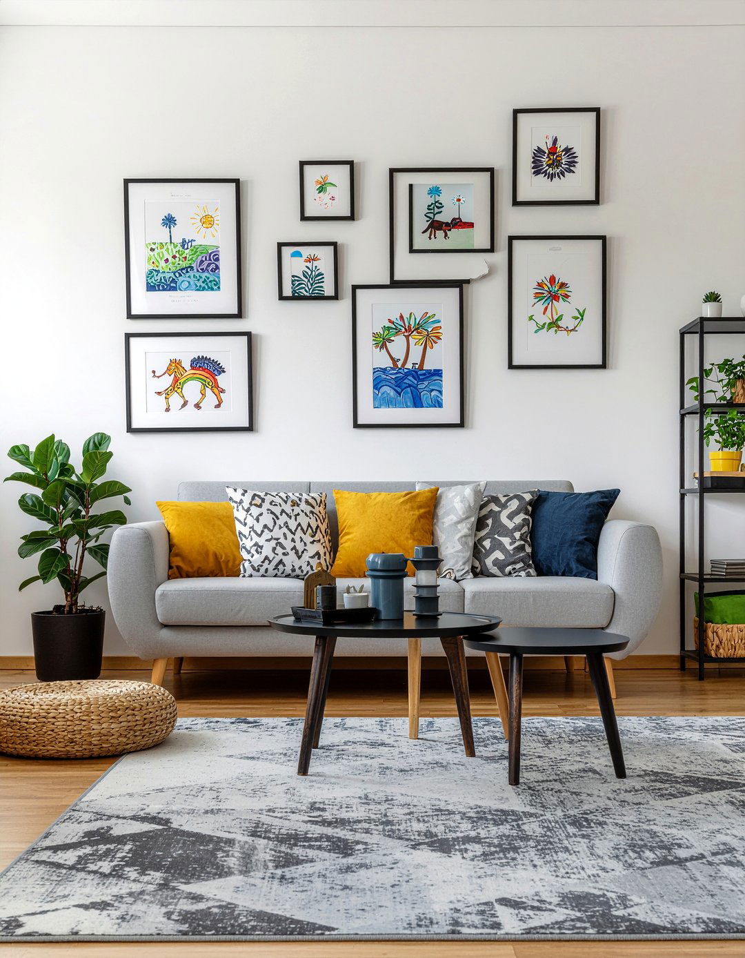 Kids Art Gallery Wall - 30 toddler friendly living room ideas