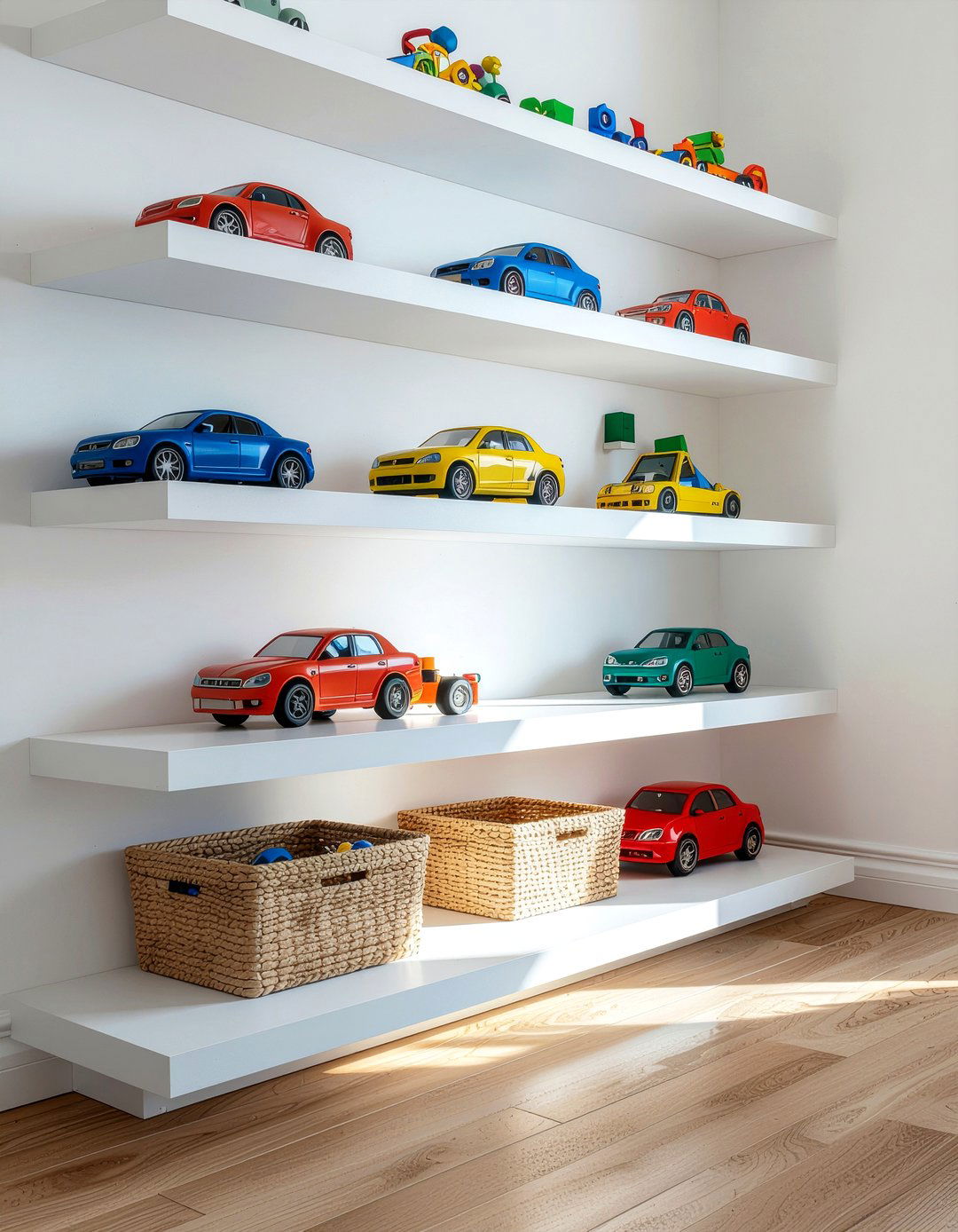 Kids toy storage - 30 floating shelf decor ideas