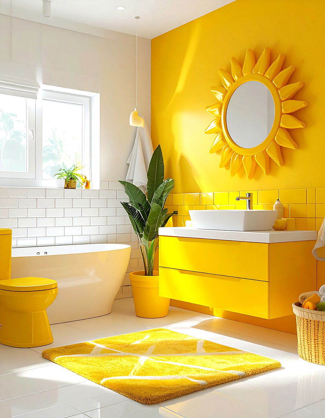 Kids yellow bathroom - 30 yellow and white bathroom ideas