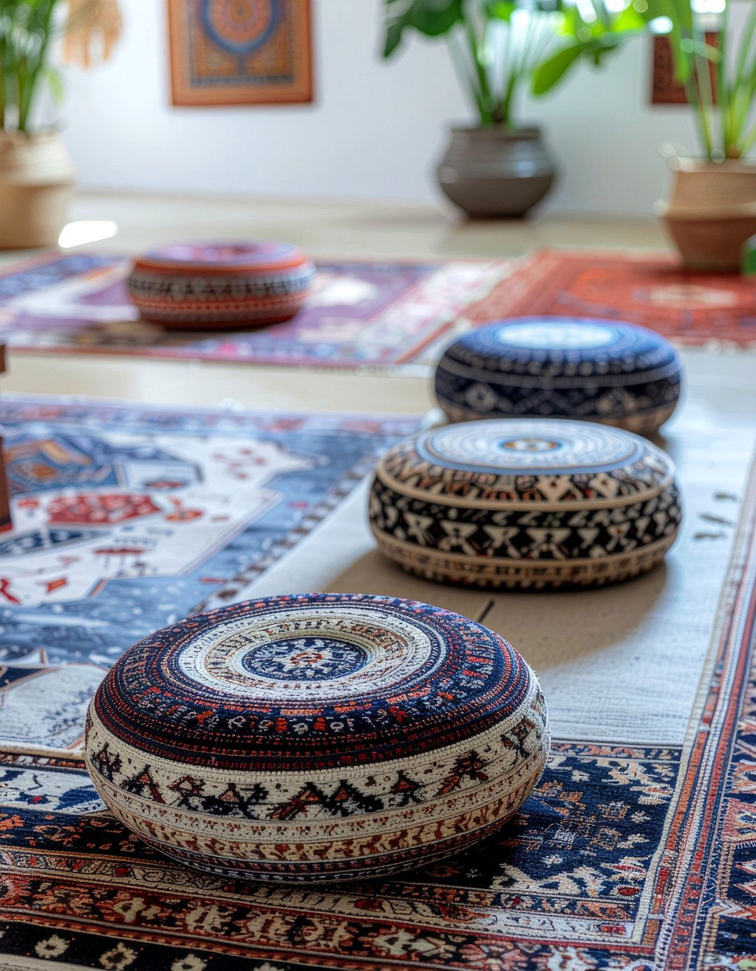 Kilim Floor Cushion - 30 living room Moroccan furniture ideas
