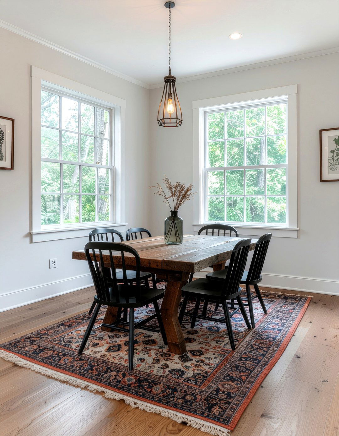 Kilim rug on seagrass rug - 30 layered rug ideas