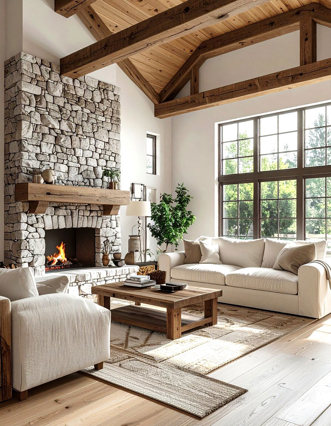 King Post Truss - 30 living room trusses ideas