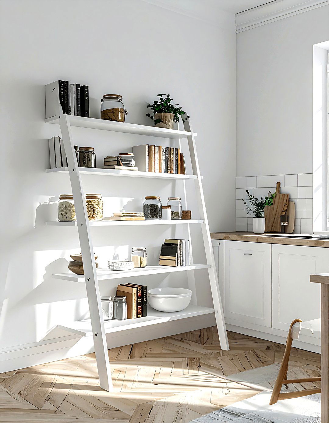 Kitchen Ladder Shelf - 30 kitchen vertical storage ideas