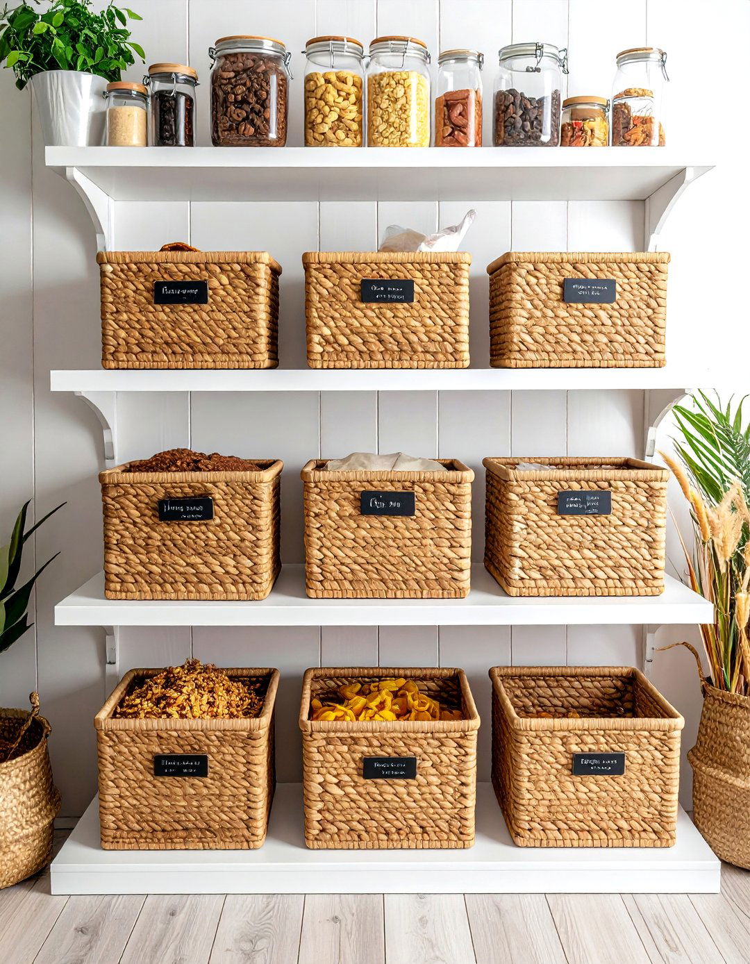 Kitchen Pantry Organization - 30 rattan basket ideas