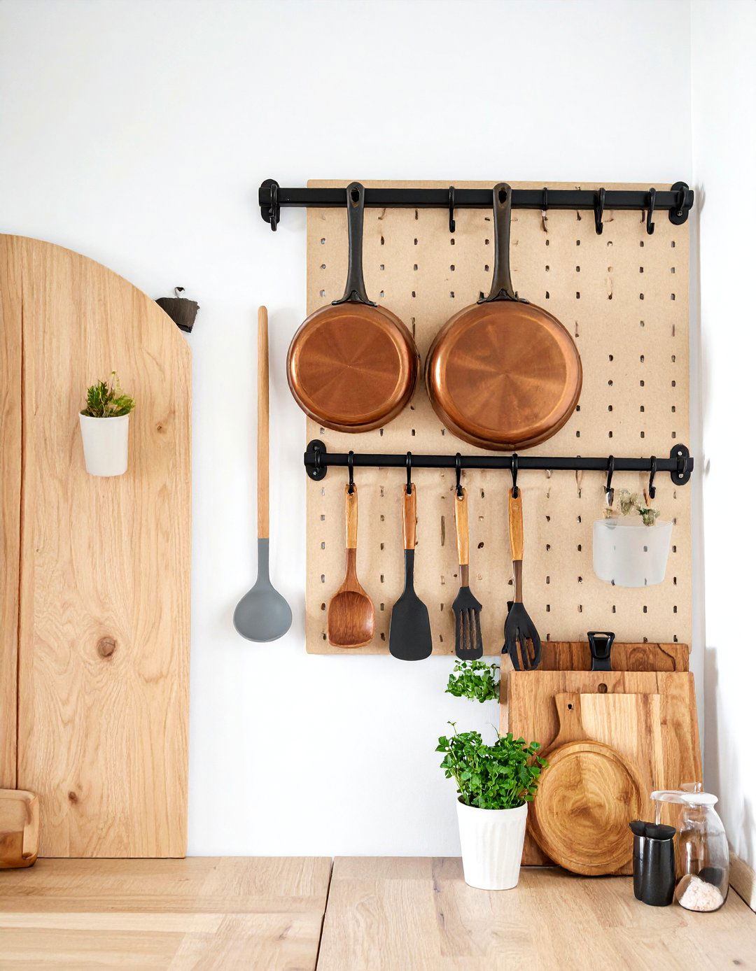 Kitchen Pegboard Wall - 30 small kitchen organization ideas