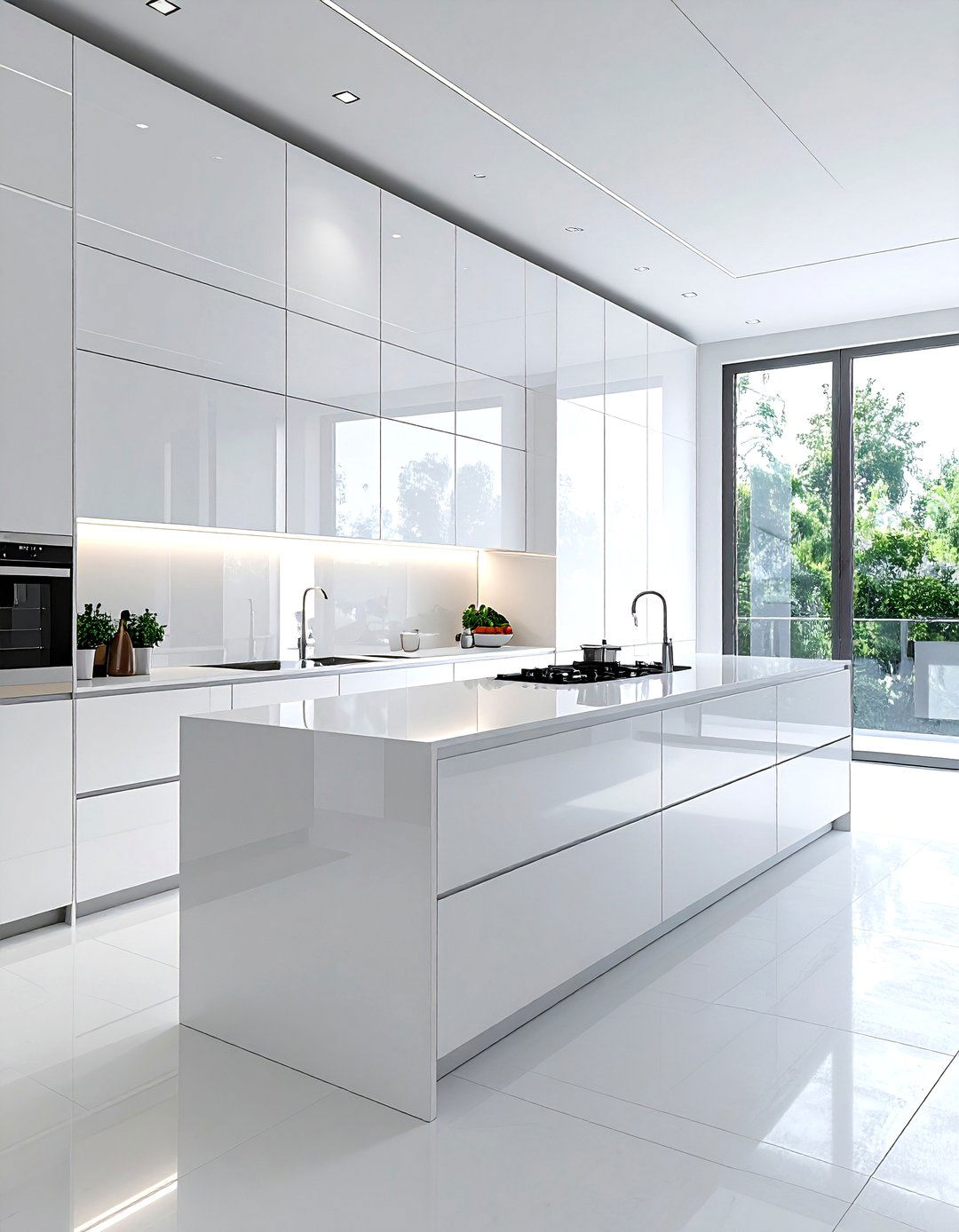 Kitchen With Mirrored Backsplash - 30 one-wall kitchen ideas