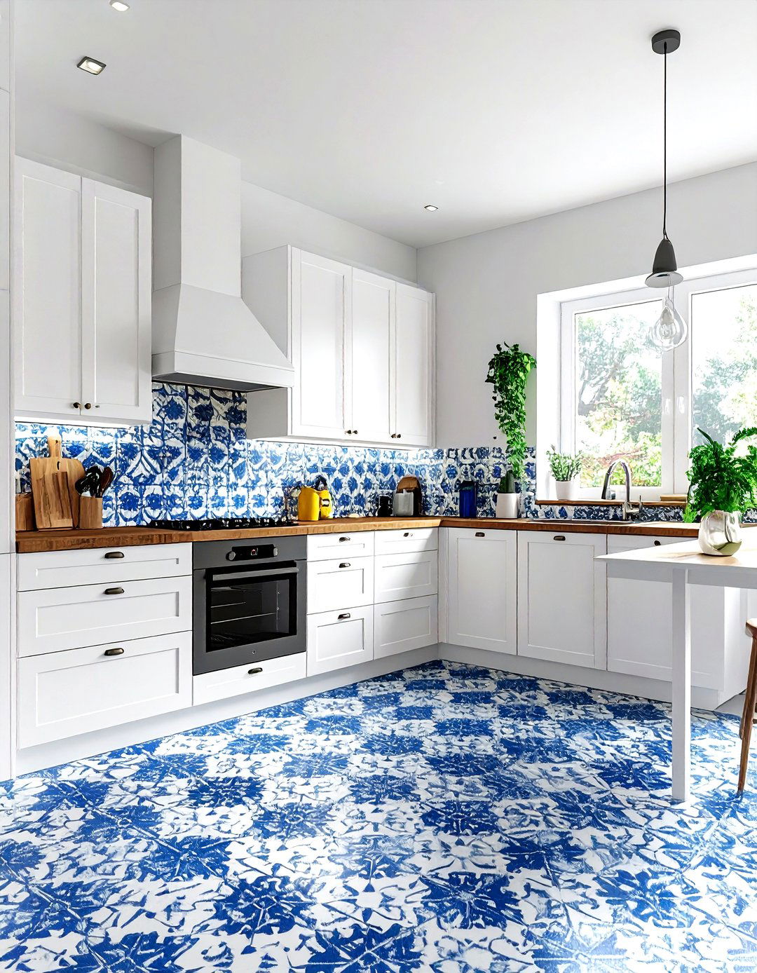 Kitchen With Patterned Floor Tiles - 30 one-wall kitchen ideas