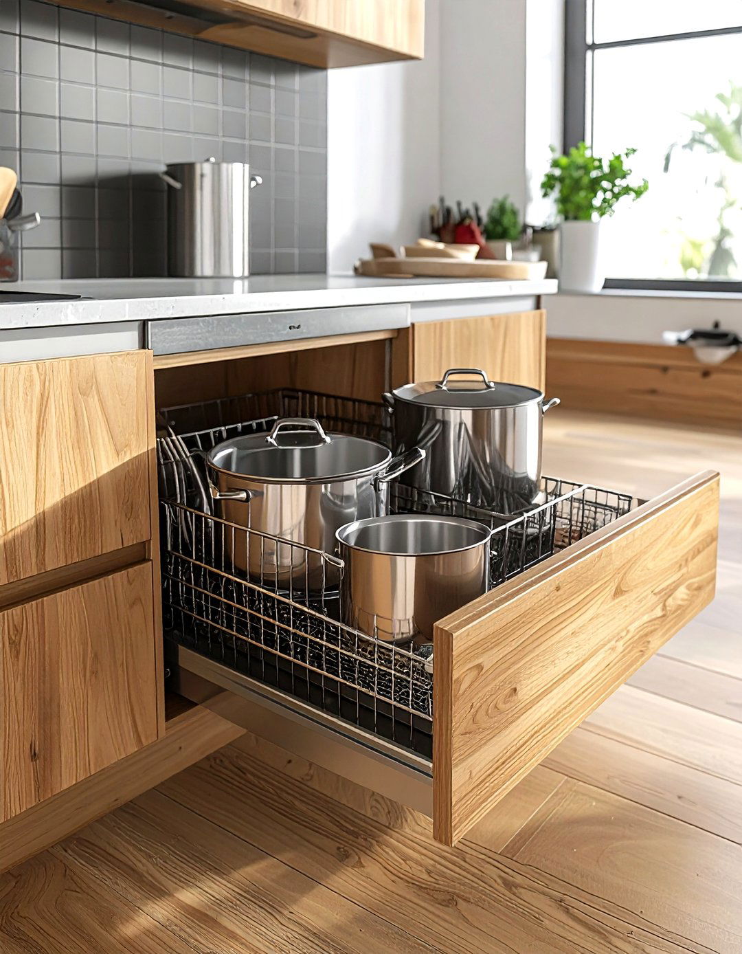 Kitchen cabinet pull out bin - 30 wire basket ideas