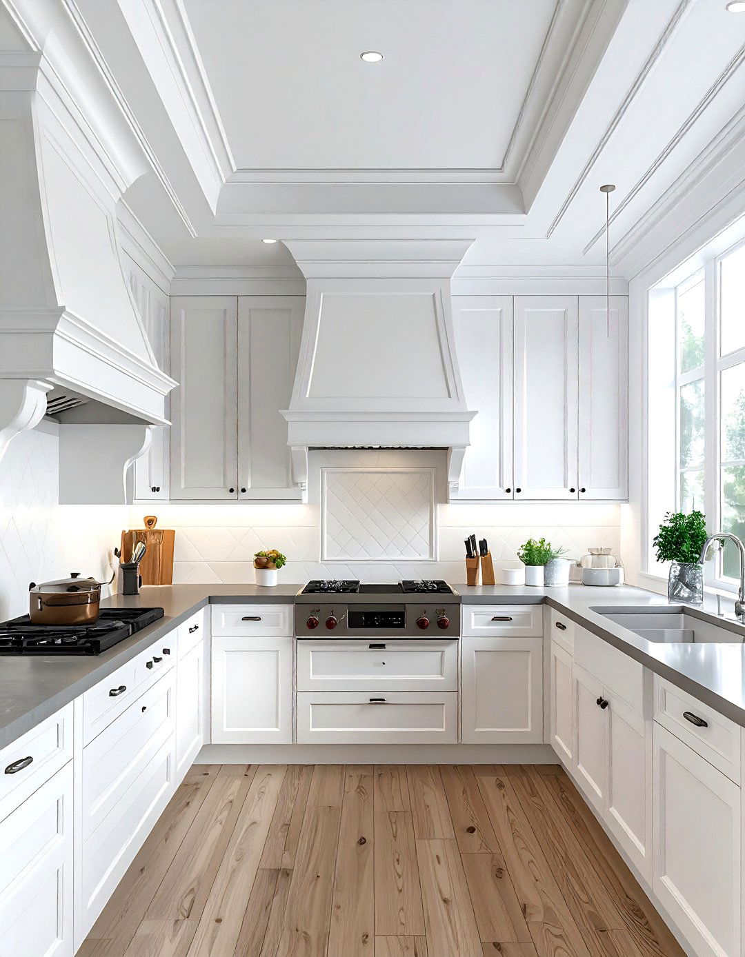 Kitchen ceiling molding - 30 white kitchen decor ideas