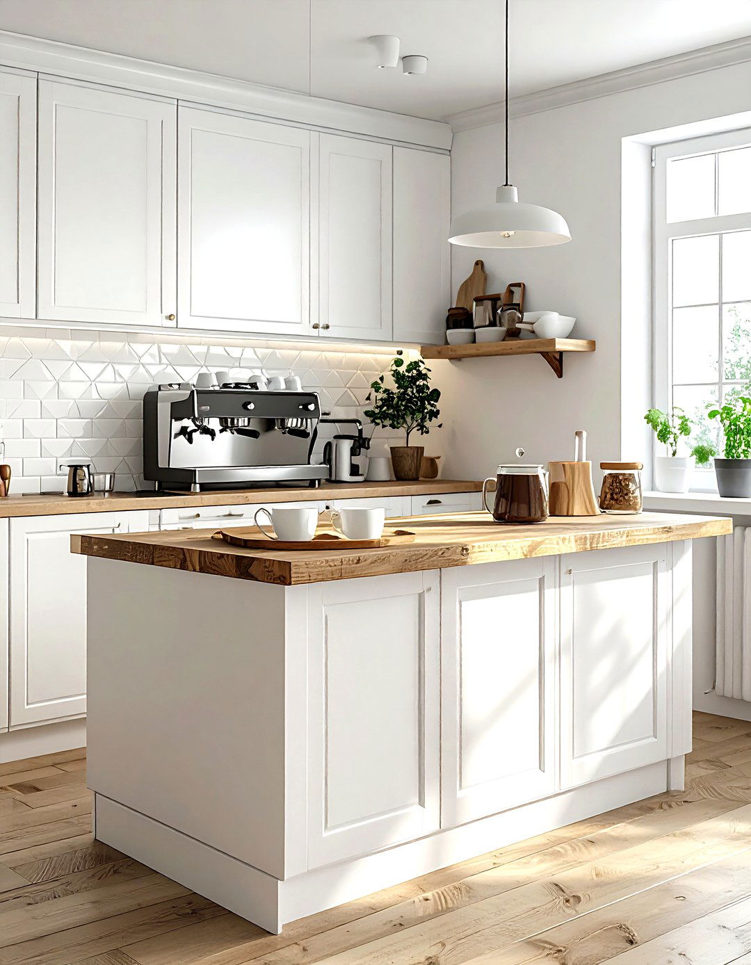 Kitchen coffee bar - 30 white kitchen decor ideas