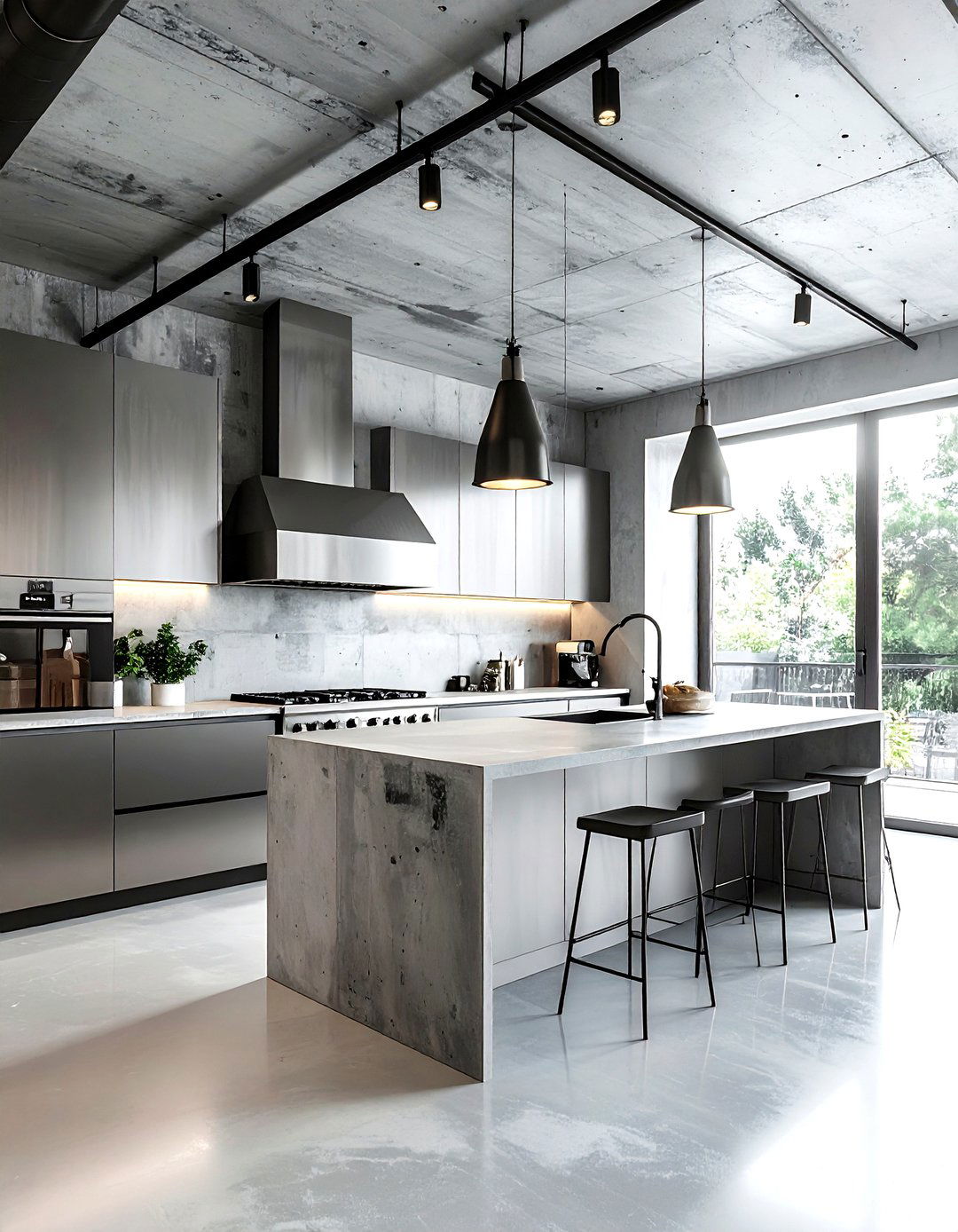 Kitchen industrial concrete ceiling - 30 kitchen ceiling ideas