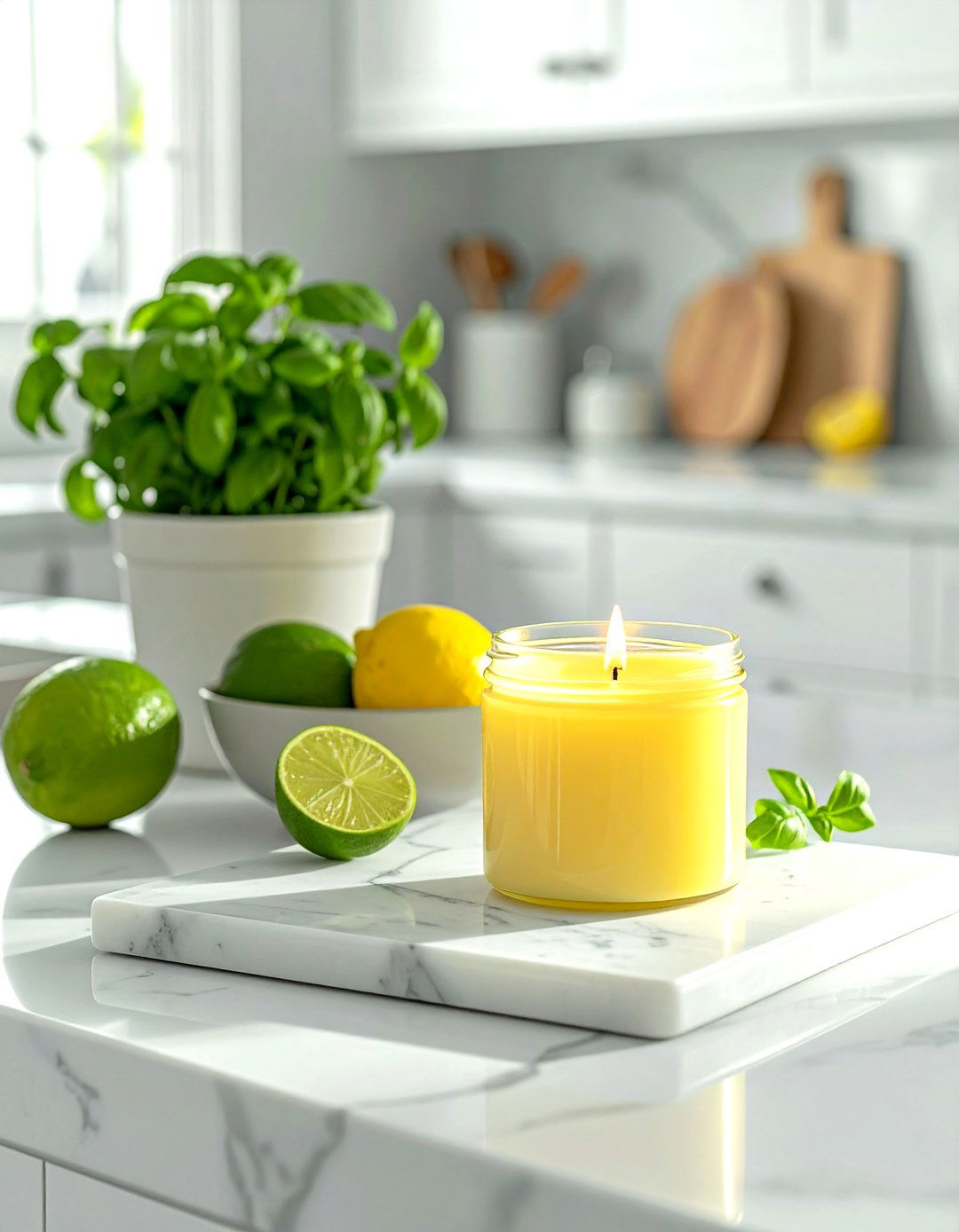Kitchen island candle vignette - 30 candle arrangement ideas