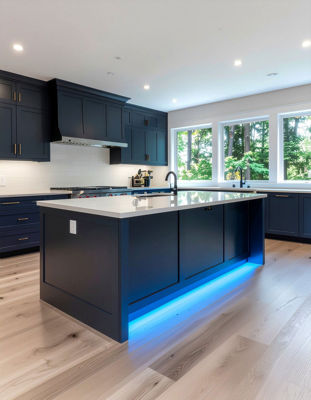 Kitchen island toe kick - 30 LED strip kitchen lighting ideas