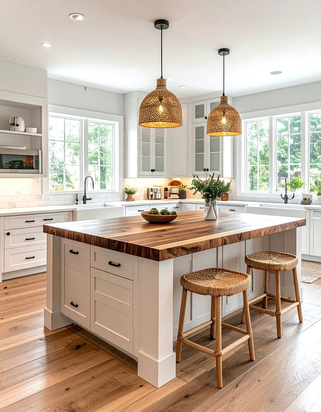 Kitchen island with wood top - 30 kitchen warm settings