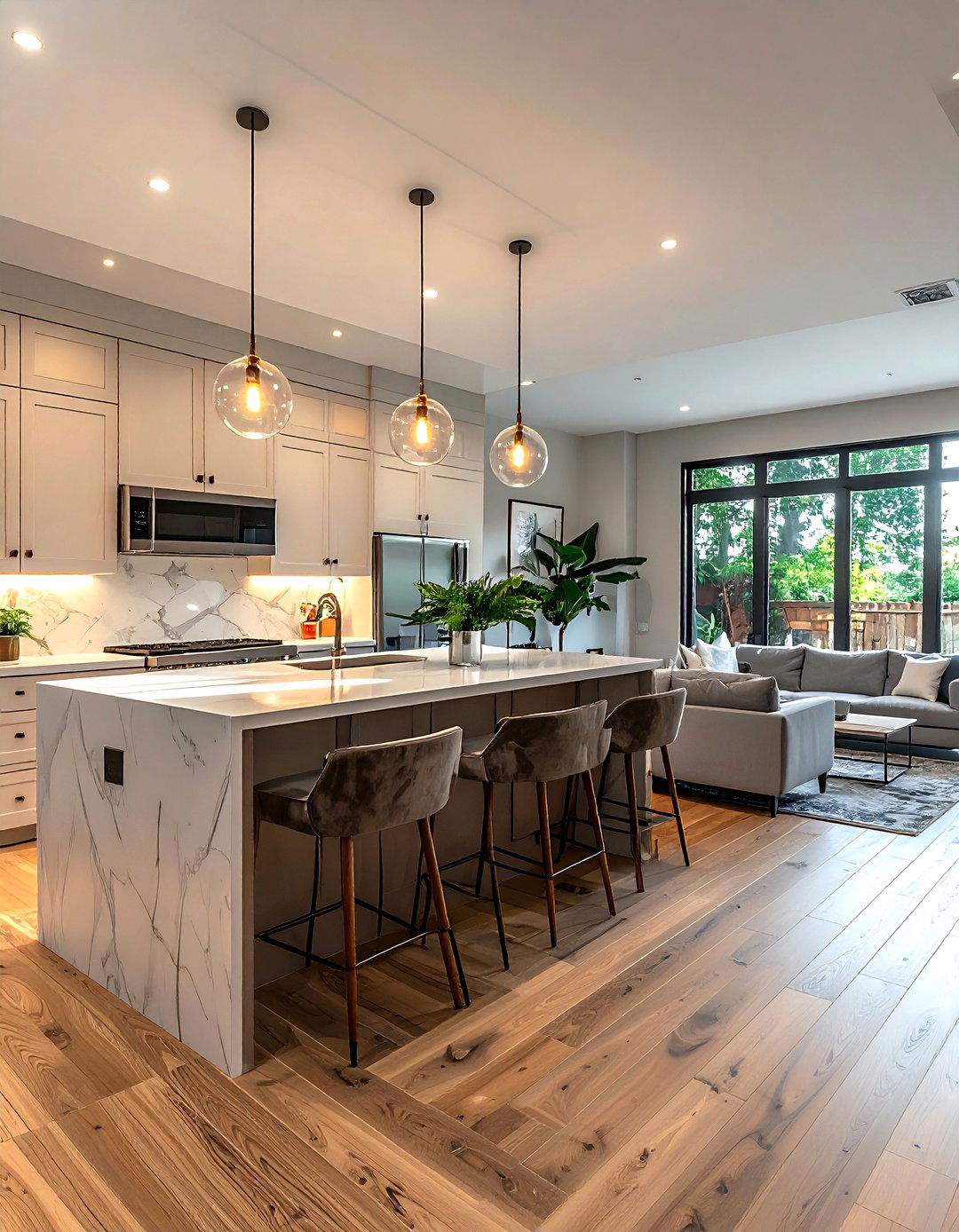 Kitchen living room with breakfast bar - 30 kitchen living room combo ideas