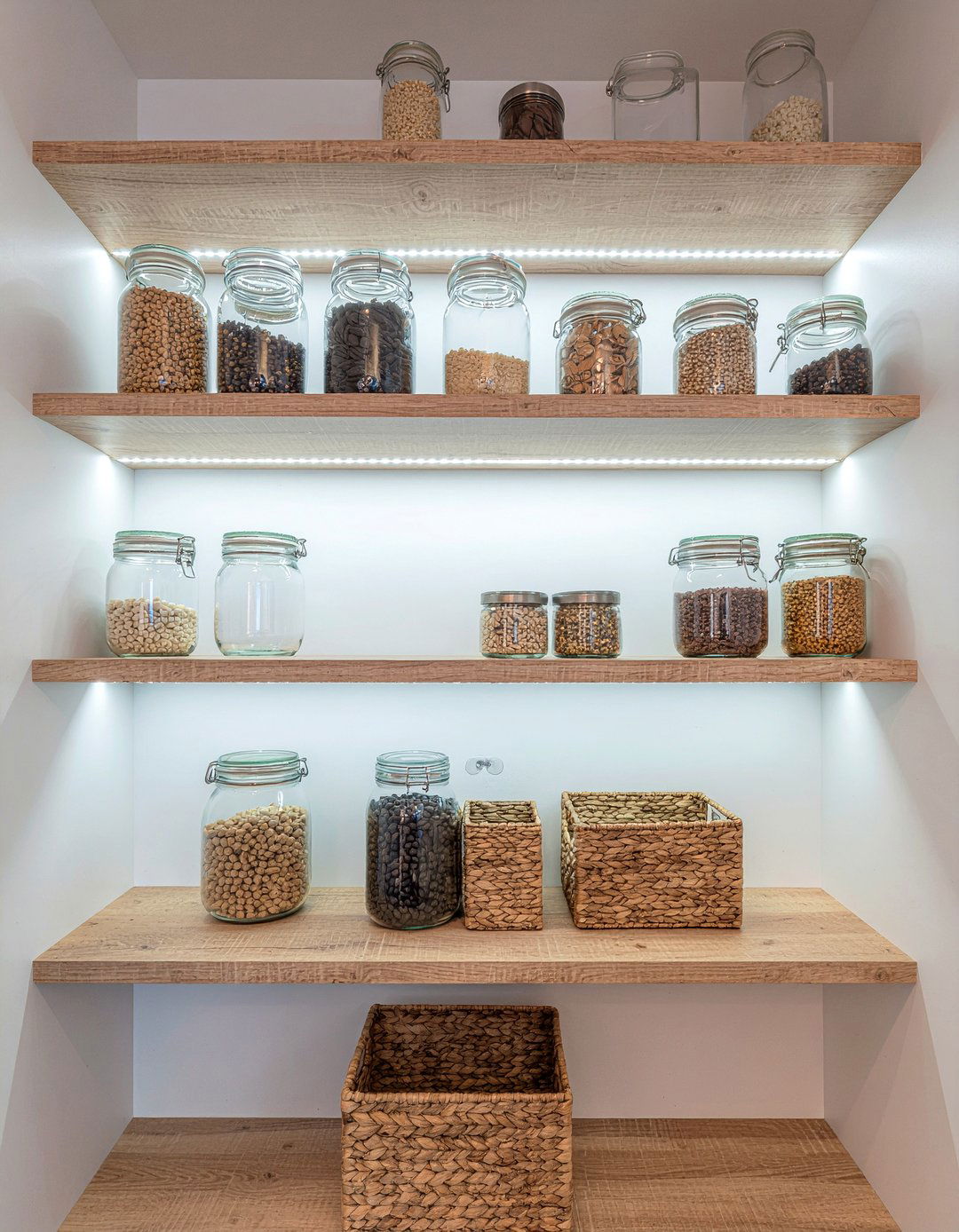 Kitchen pantry shelf lighting - 30 LED strip kitchen lighting ideas
