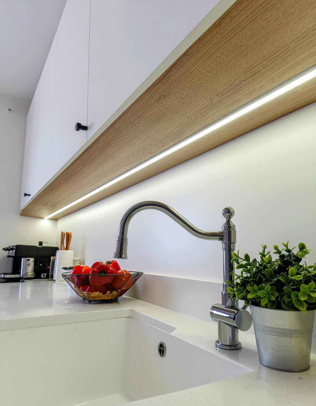 Kitchen sink area lighting - 30 LED strip kitchen lighting ideas