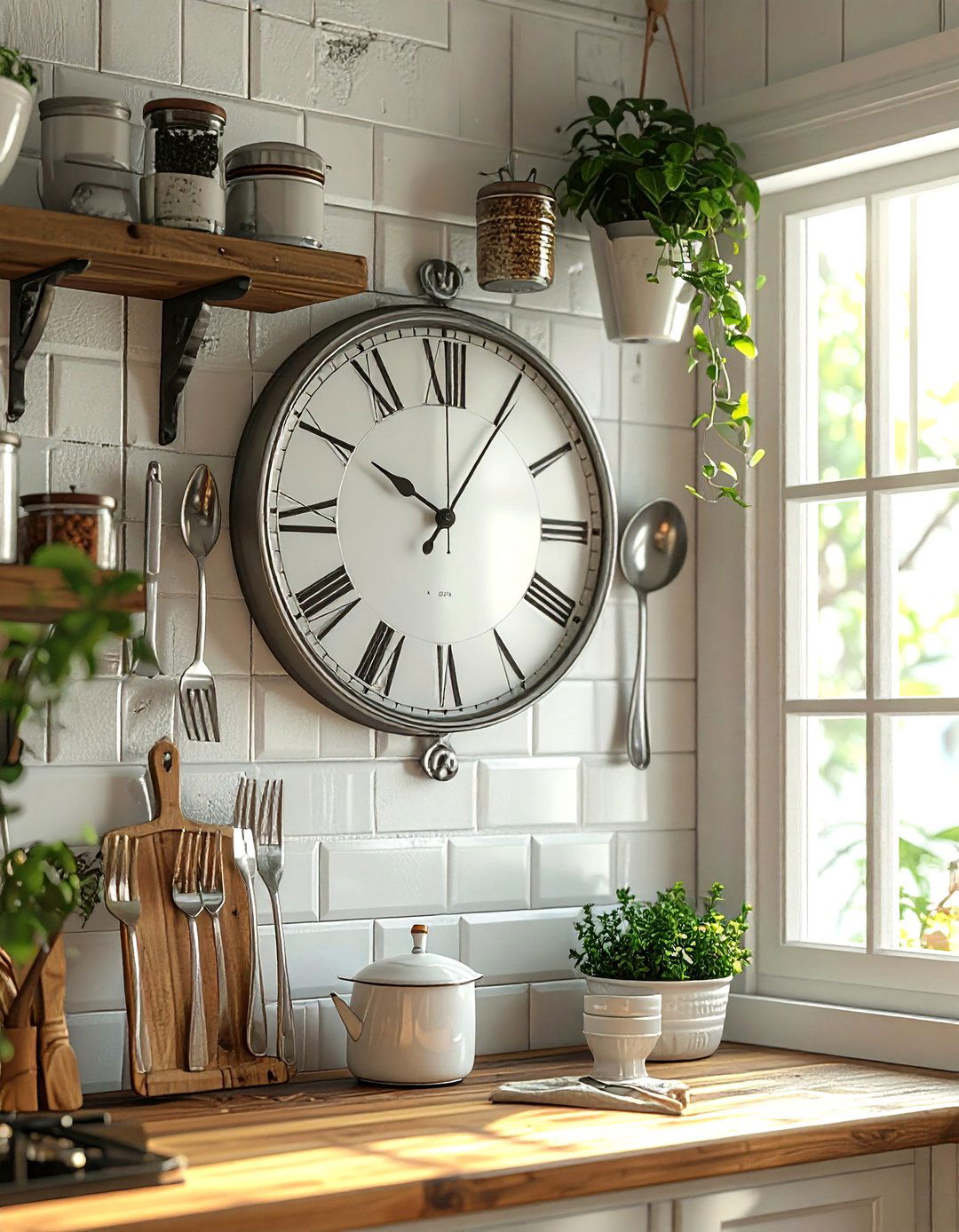 Kitchen utensil wall clock - 30 wall clock ideas