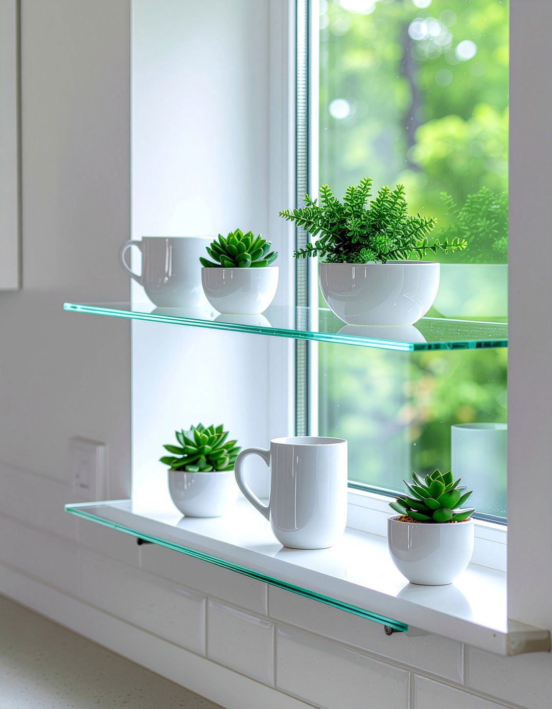 Kitchen window floating shelves - 30 kitchen window decor ideas