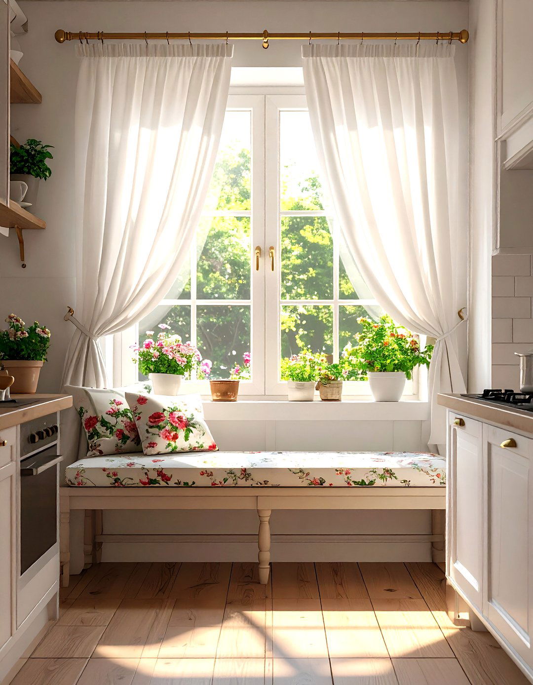 Kitchen window seat cafe curtains - 30 window seat kitchen ideas