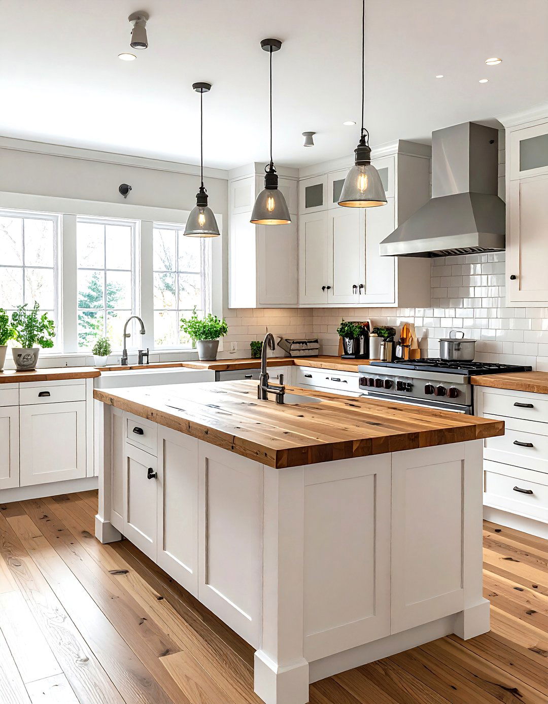 Kitchen with butcher block counters - 30 bungalow kitchen ideas
