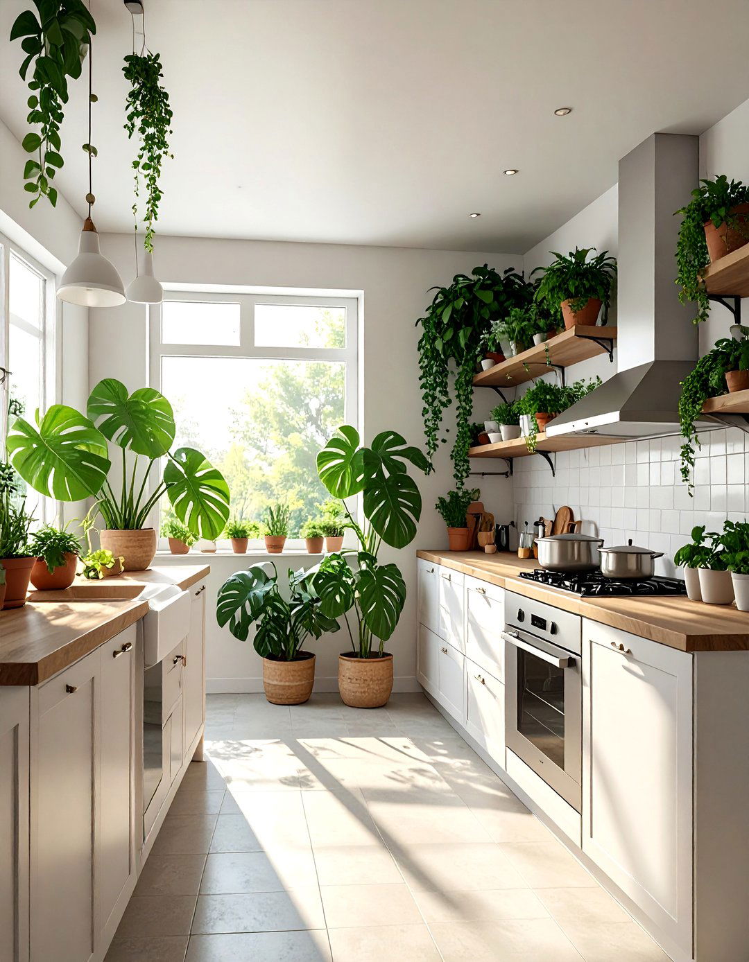 Kitchen with indoor plants - 30 Scandinavian kitchen ideas