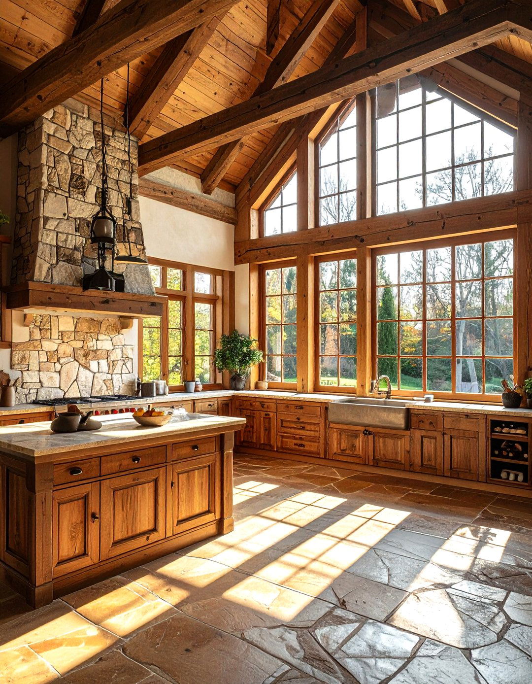 Kitchen with large timber windows - 30 natural light kitchen ideas
