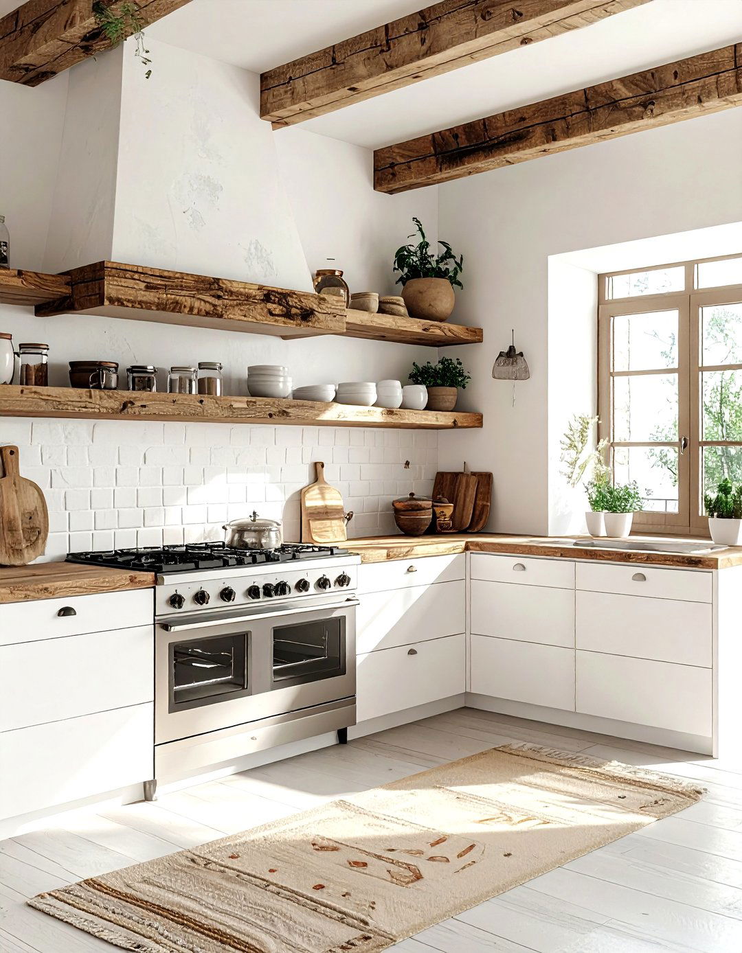 Kitchen with open shelving - 30 dual fuel range kitchen ideas