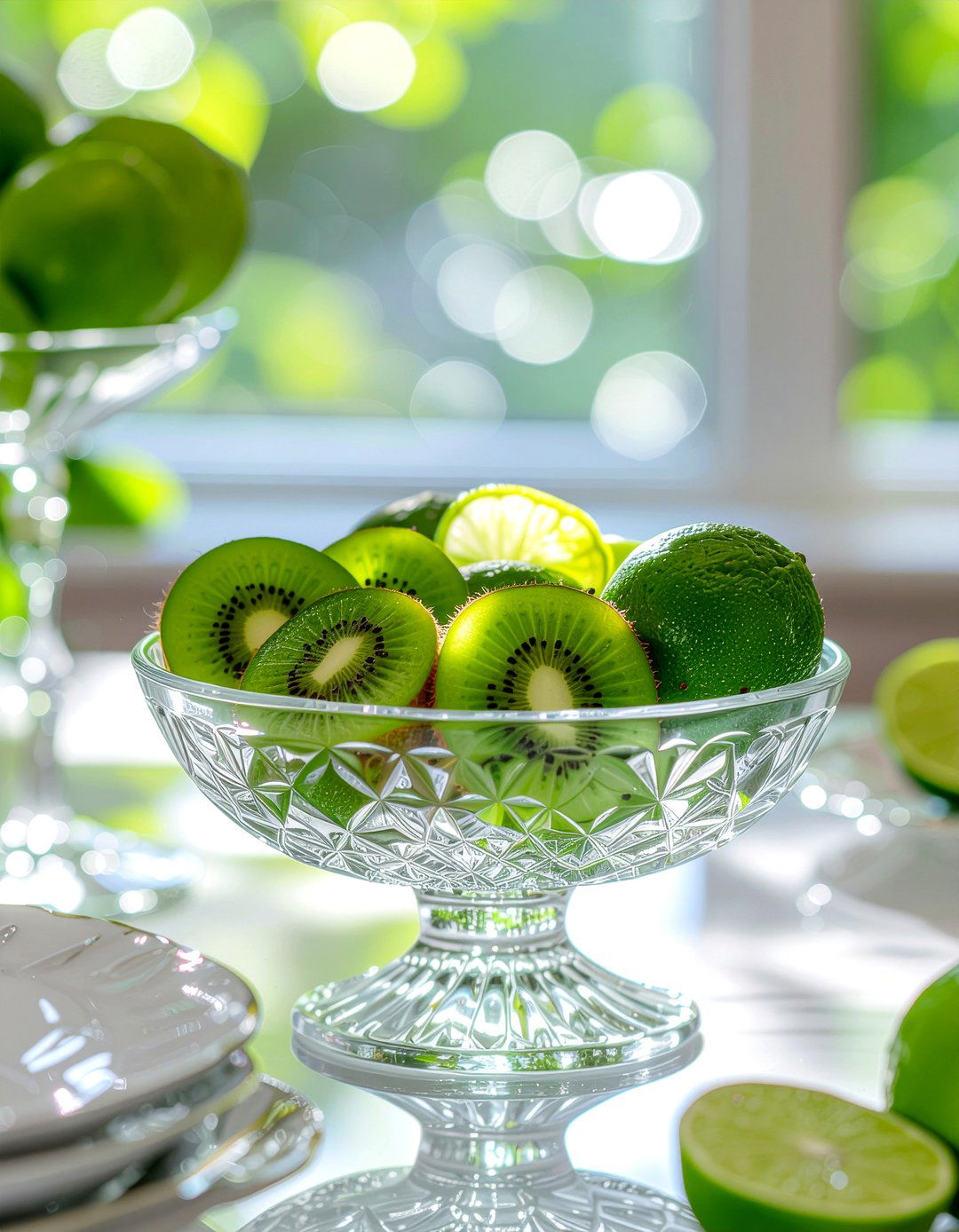 Kiwi And Lime Glass Bowl - 30 fruit centerpiece dining ideas