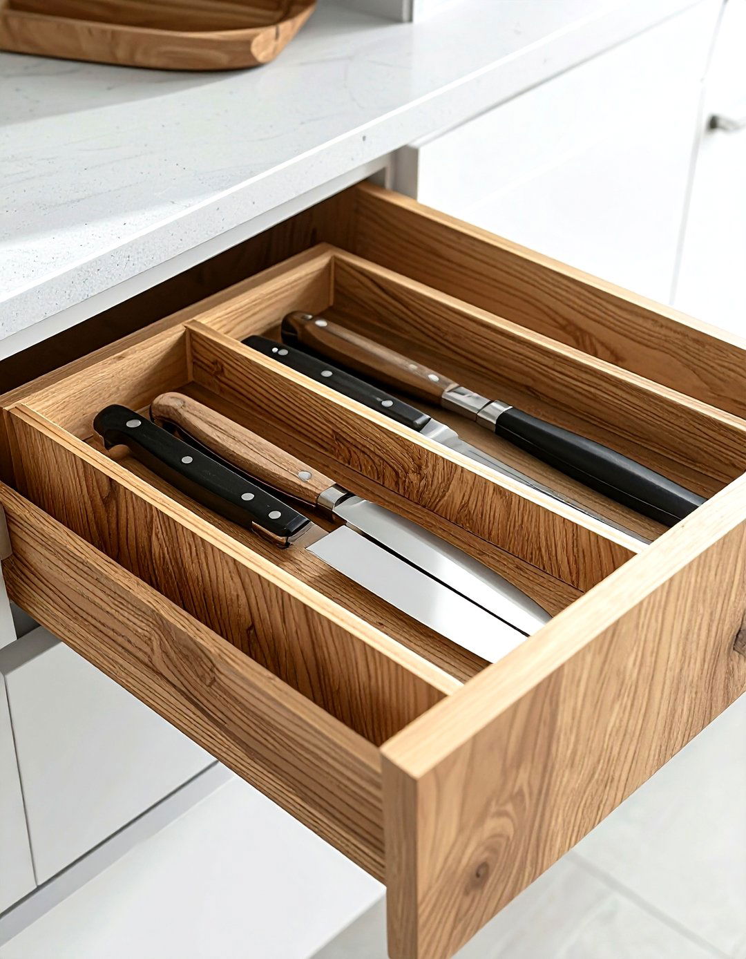Knife block in drawer - 30 kitchen storage tips