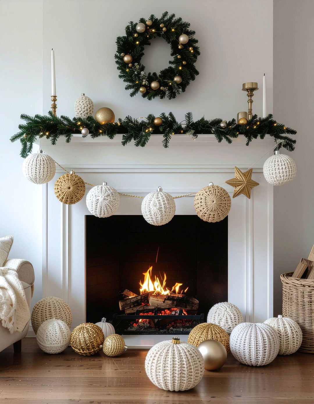 Knit garland decor - 30 knitted living room ideas