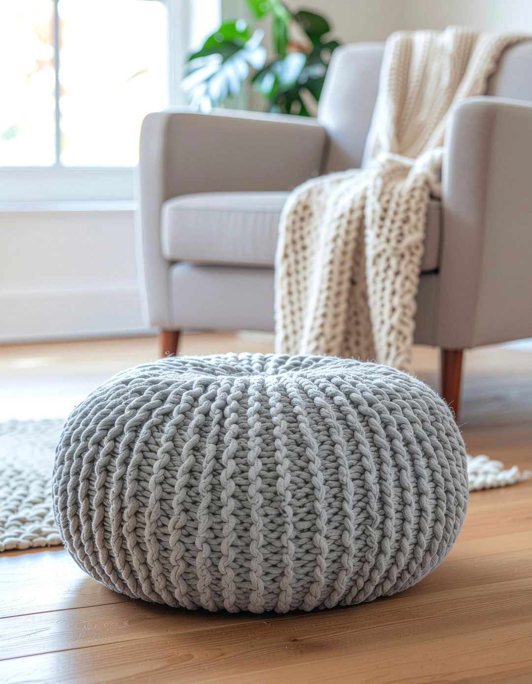 Knitted Bean Bag Footstool - 30 living room footstool ideas