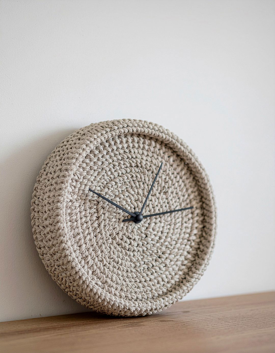 Knitted clock face - 30 knitted living room ideas