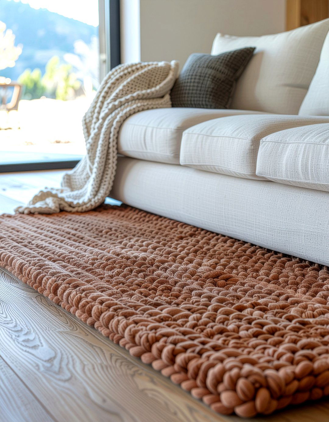 Knitted floor rug - 30 knitted living room ideas
