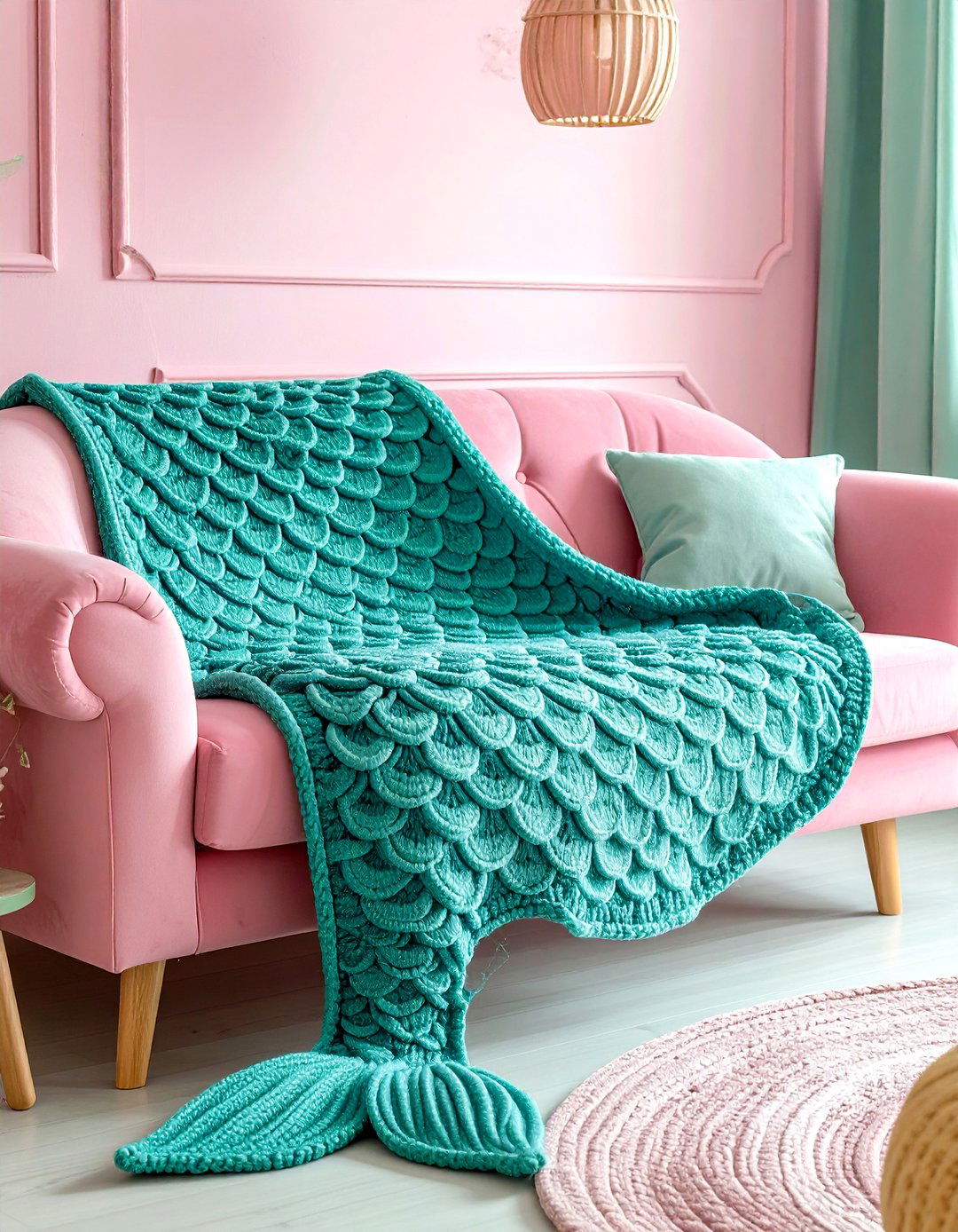 Knitted mermaid tail blanket - 30 throw blanket ideas