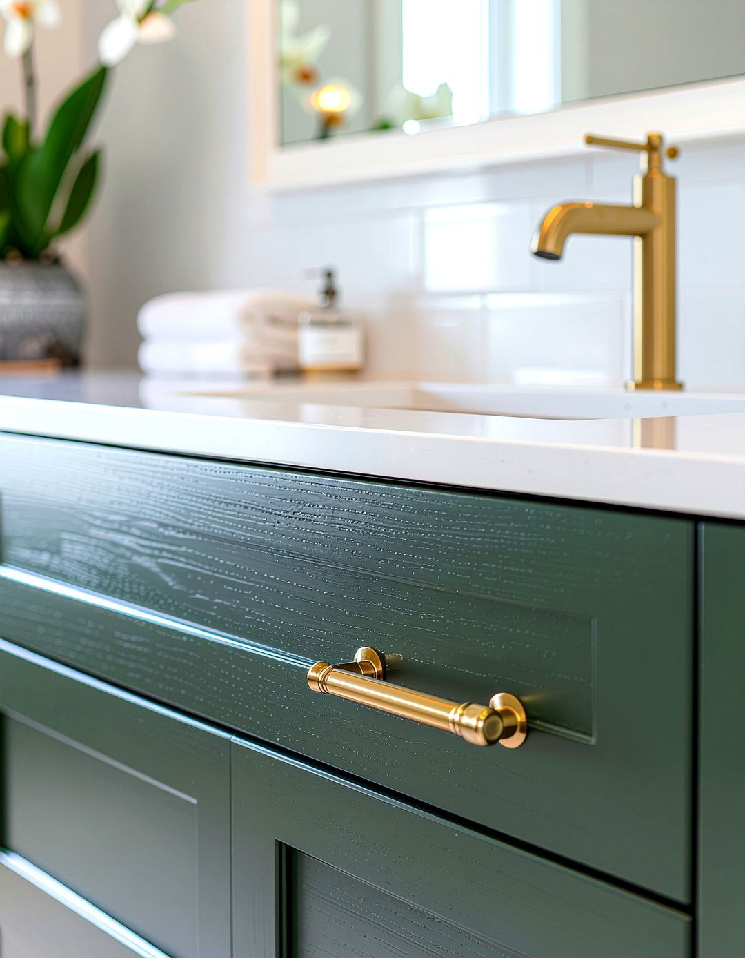 Knurled Brass Drawer Pulls - 30 bathroom hardware ideas